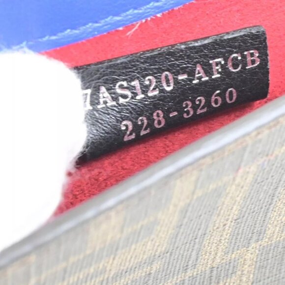 FENDI Logo Zucca Pattern Phone Holder Bag PVC Leather Brown Blue Italy 88RL013 - Picture 8 of 16